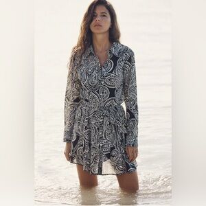 Zara Black and White Paisley Mini Dress